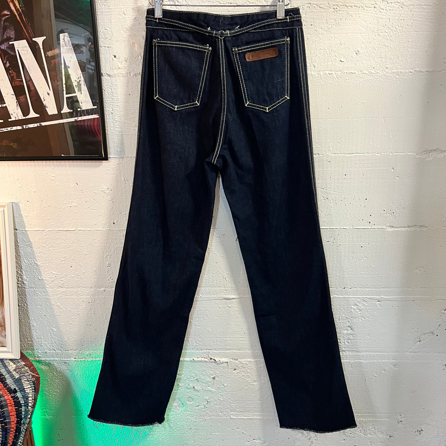 Vintage 70’s Jean St. Germain Paris High Waisted Raw Denim Jeans - Size Women’s 10/11 - Fabric Made In USA - Raw Denim