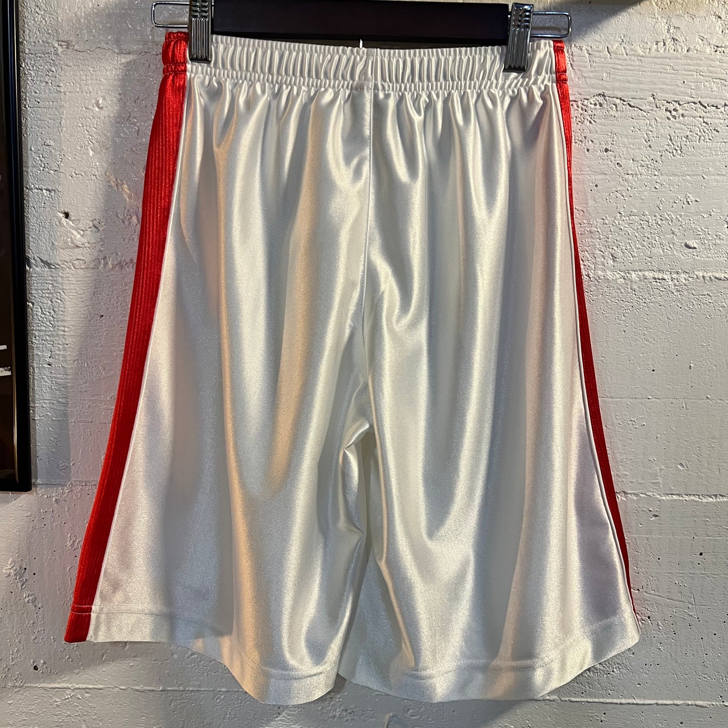 Vintage Y2K Nike Women's Mini Swoosh Basketball Shorts - Size 14 (24"-28" Waist) - White/Infrared