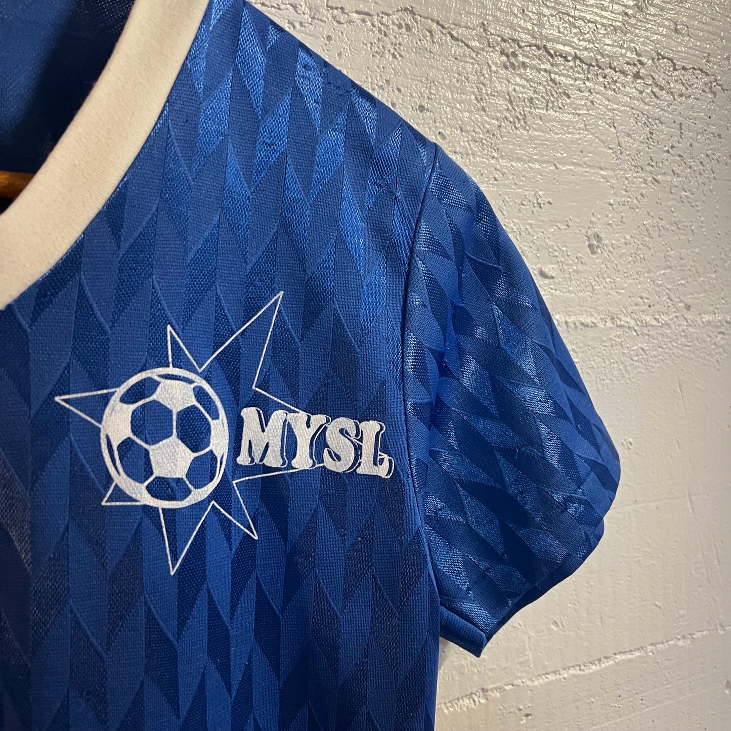 Vintage 90’s Umbro ‘Murrieta Oaks Nursery’ #13 Soccer Jersey - Size Youth Large - Made In USA - Blue/White