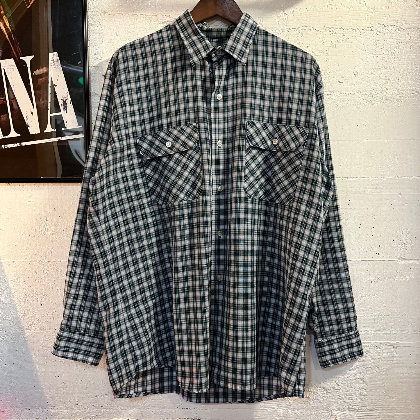 Vintage 90's Big Mac Plaid Button Up Flannel - Size Large (Reg.) - Made In USA - Blue/Green/White
