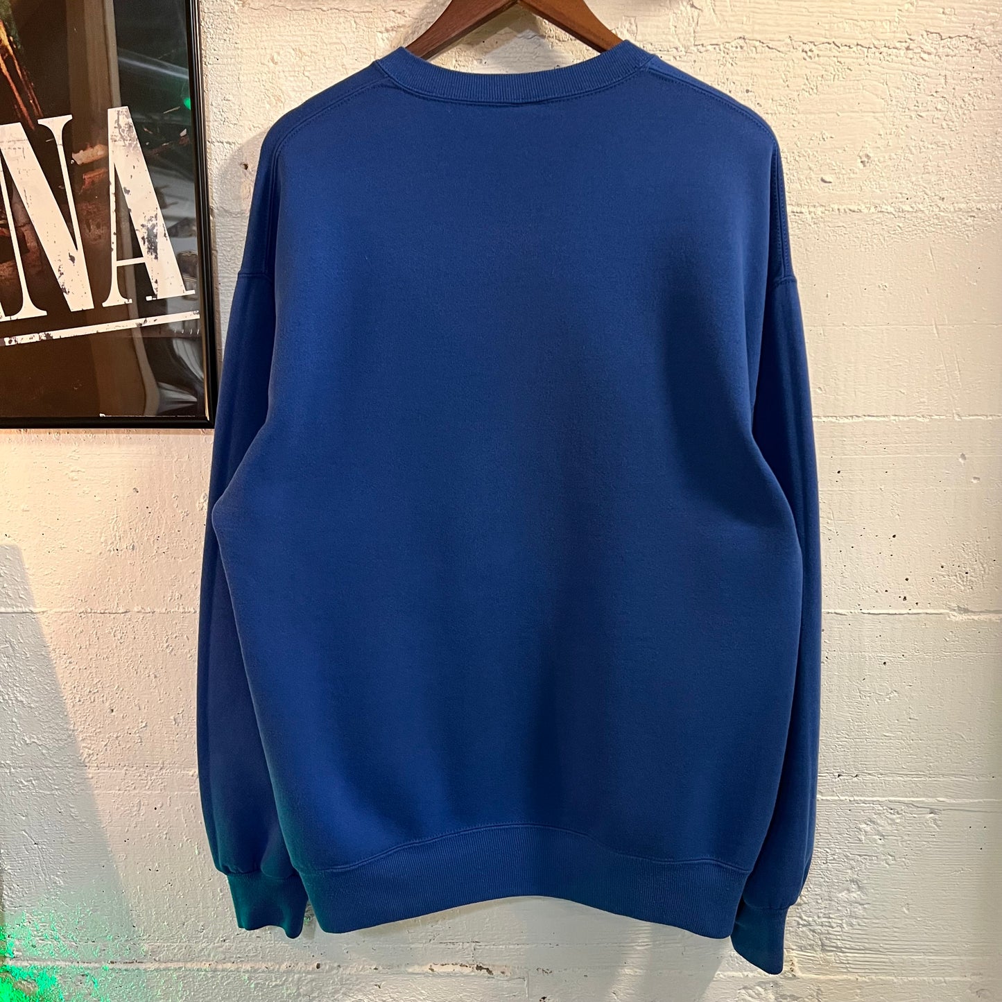 Vintage 90’s Russell Bismarck-Henning Blue Devils Wrestling Crewneck Sweatshirt - Size XL - Made In USA - Royal Blue/White/Yellow