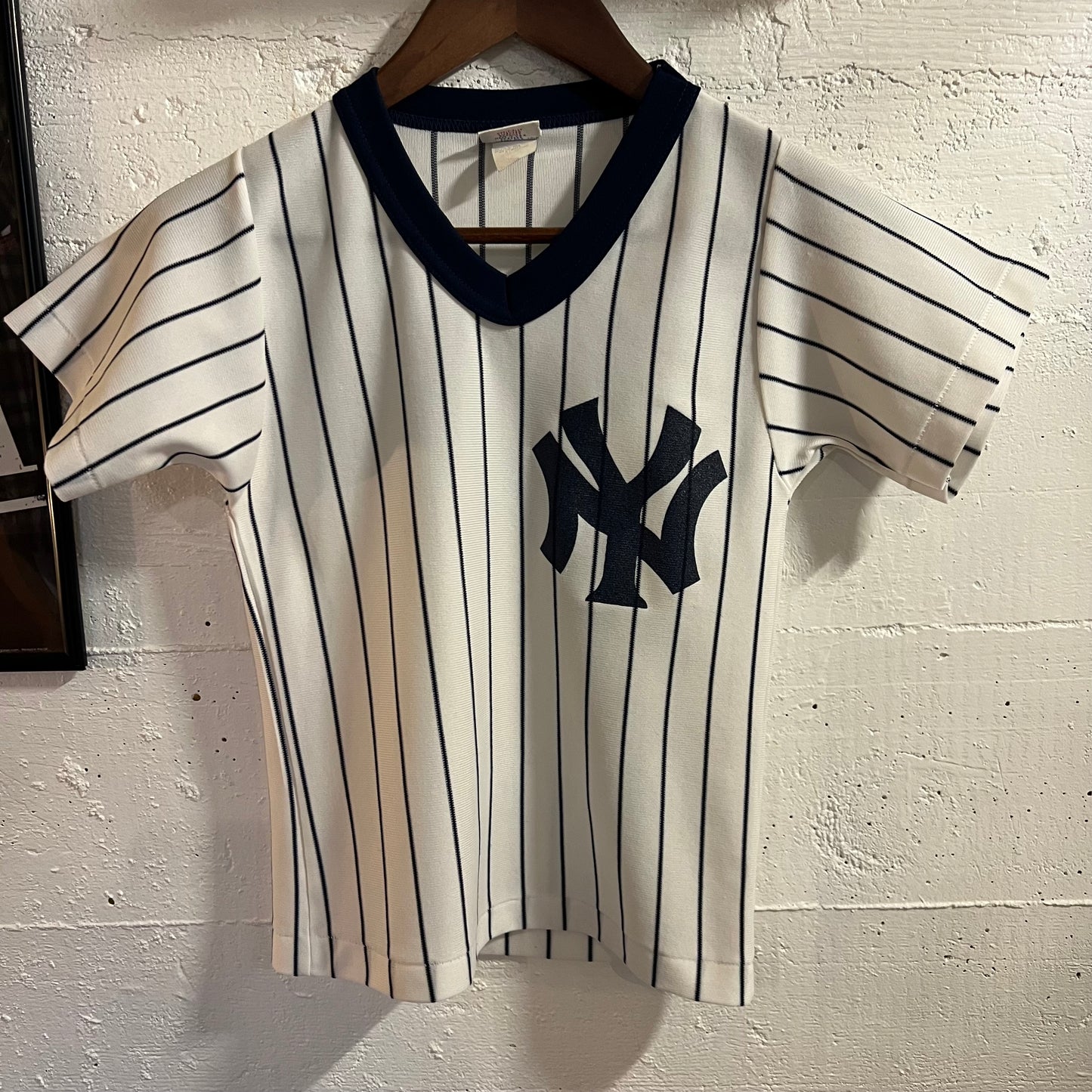 Vintage 80’s MLB NY Yankees Pro-Knit Baseball ‘#54’ Jersey - Size Youth Medium - Made In USA - White/Navy