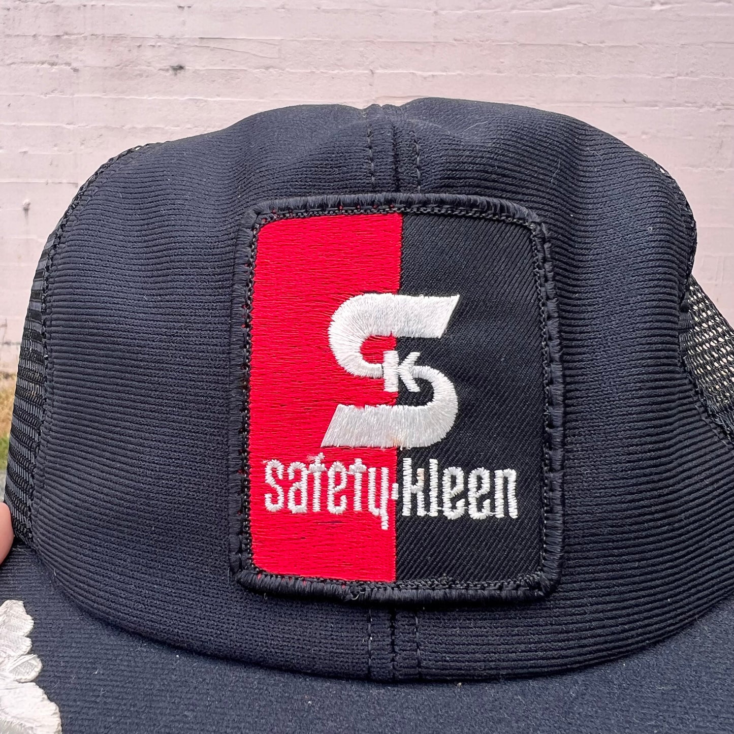 Vintage Safety-Kleen Mesh Snapback Trucker Hat - O/S - Made In USA - Black/Red/Silver