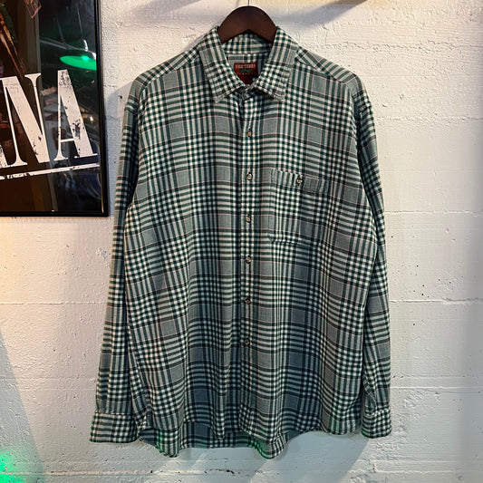 Vintage 90's High Sierra Cotton Plaid Flannel Shirt - Size XL - Green/White/Red