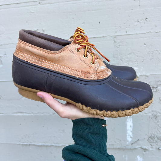 Vintage L.L. Bean 3-Eye Lace Up Moc Bean Boot - Size 9(W) - Made In Maine, USA - Light Brown/Tan