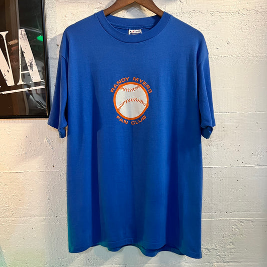 Vintage Randy Myers Fan Club Single Stitch T-Shirt - Size XL - Made In USA - Blue/Orange/White