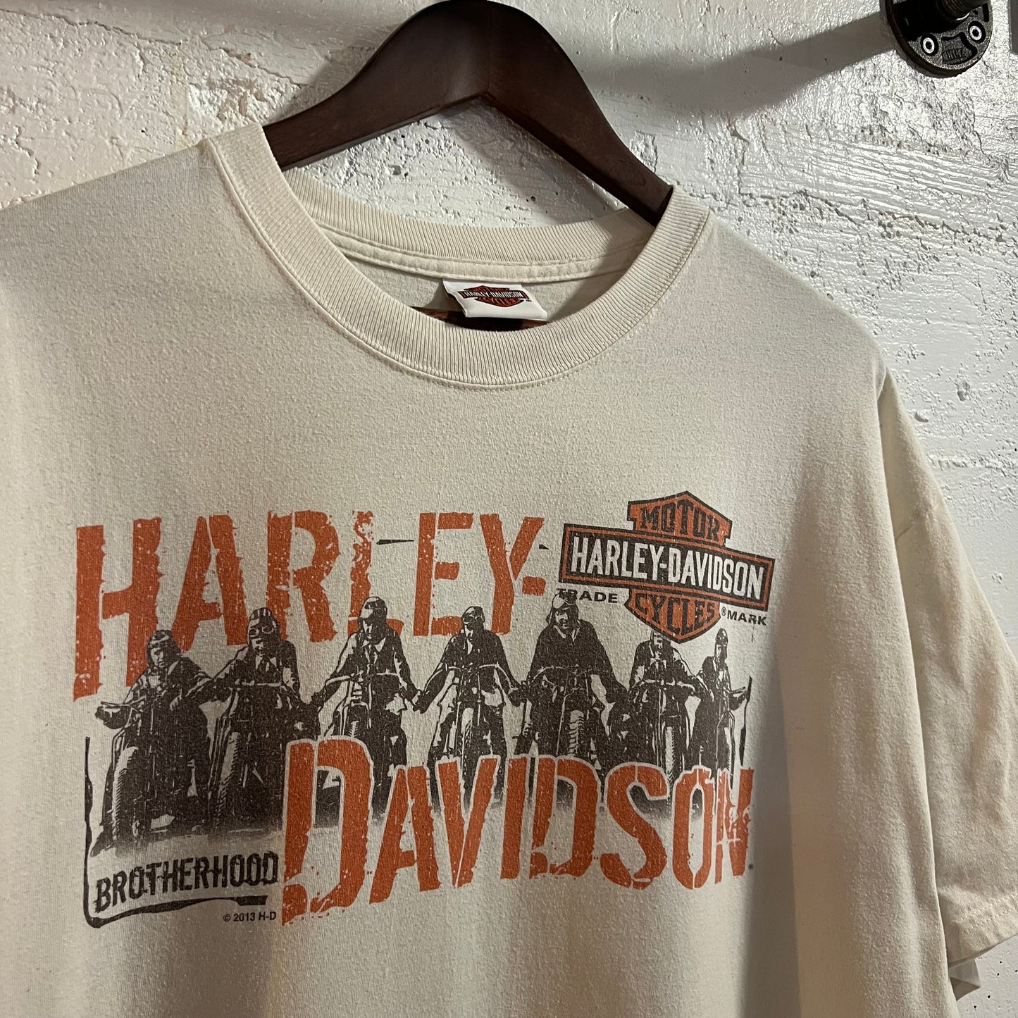 Y2K Harley Davidson Brotherhood Double Sided Graphic T-Shirt - Size XL - White - 100% Cotton