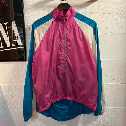 Vintage 90's Nike Cycling Half Zip Windbreaker Jacket - Size Small - Turquoise/Fuschia