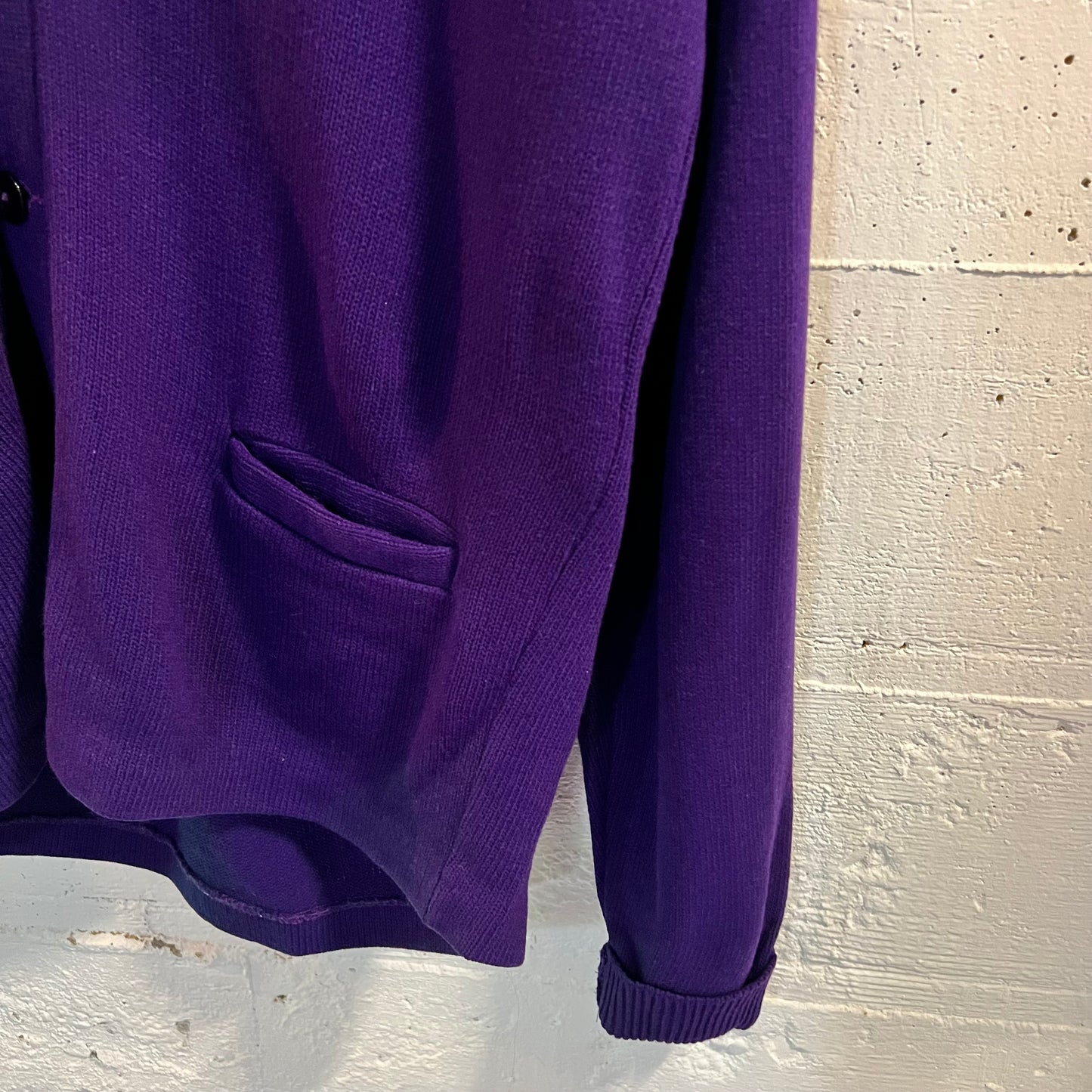 Vintage 90's Letterman Cardigan Sweater - Size Medium - Made In USA - Purple