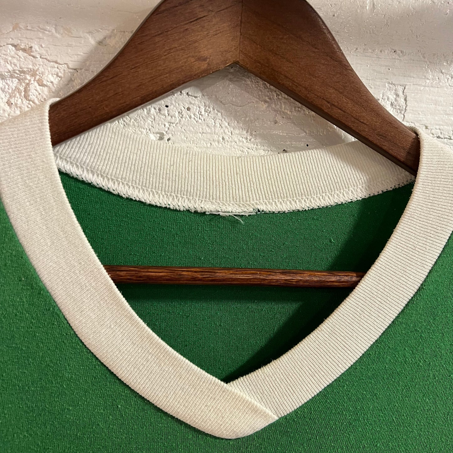 Vintage 80’s Determan Electric V-Neck Jersey Style T-Shirt - Size Medium - Green/White