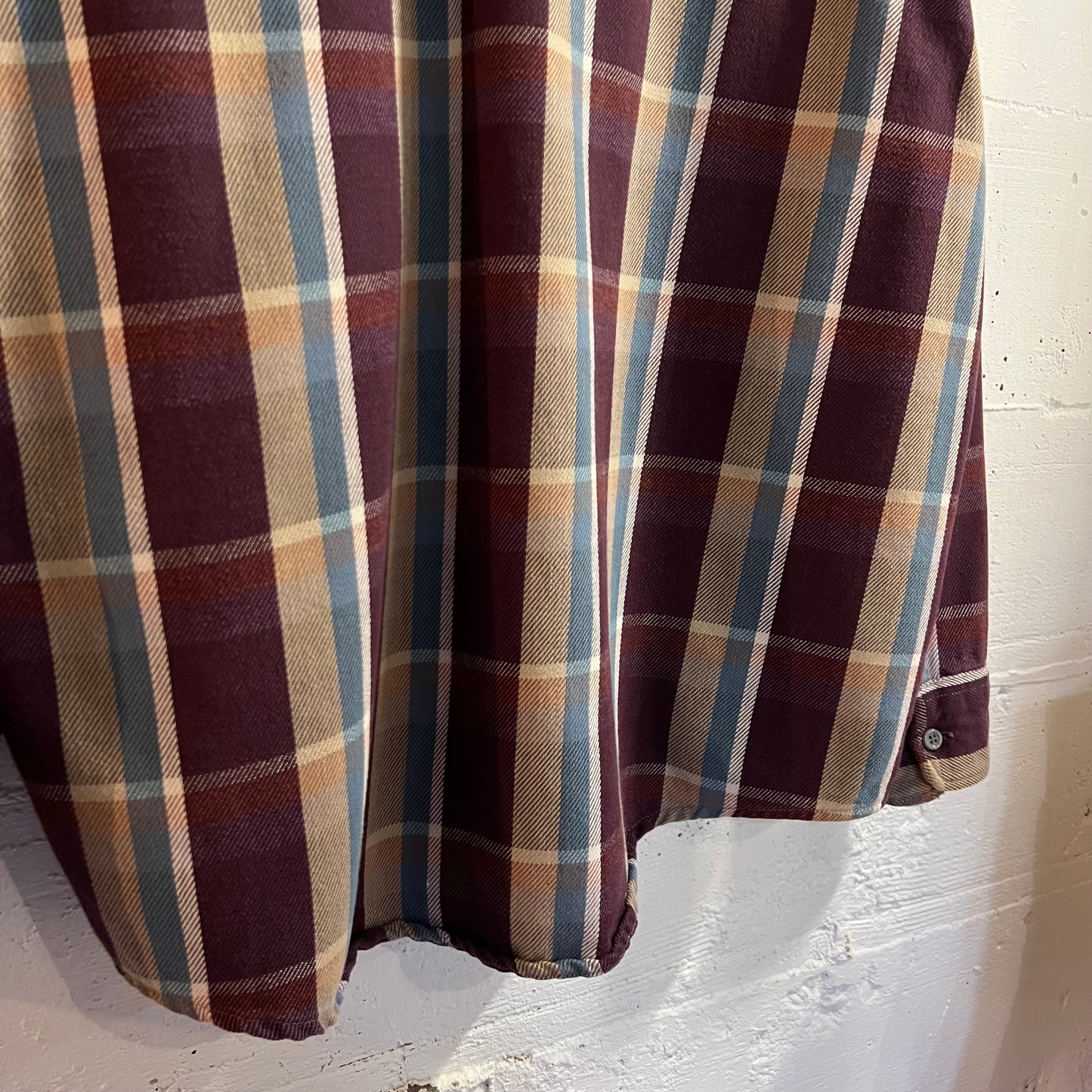 Vintage 80’s Frostproof Plaid Cotton Flannel Shirt - Size XL - Made In USA - Purple/Blue/Tan/White