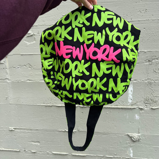 New Old Stock Robin Ruth All Over Print New York Canvas Hobo Bag - O/S - Green/Pink