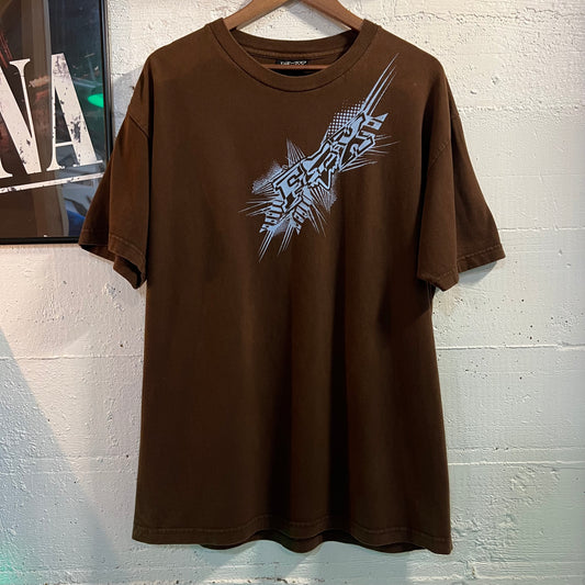 Vintage 2000's Fox Racing Graphic T-Shirt - Size XL - Brown/Light-Blue