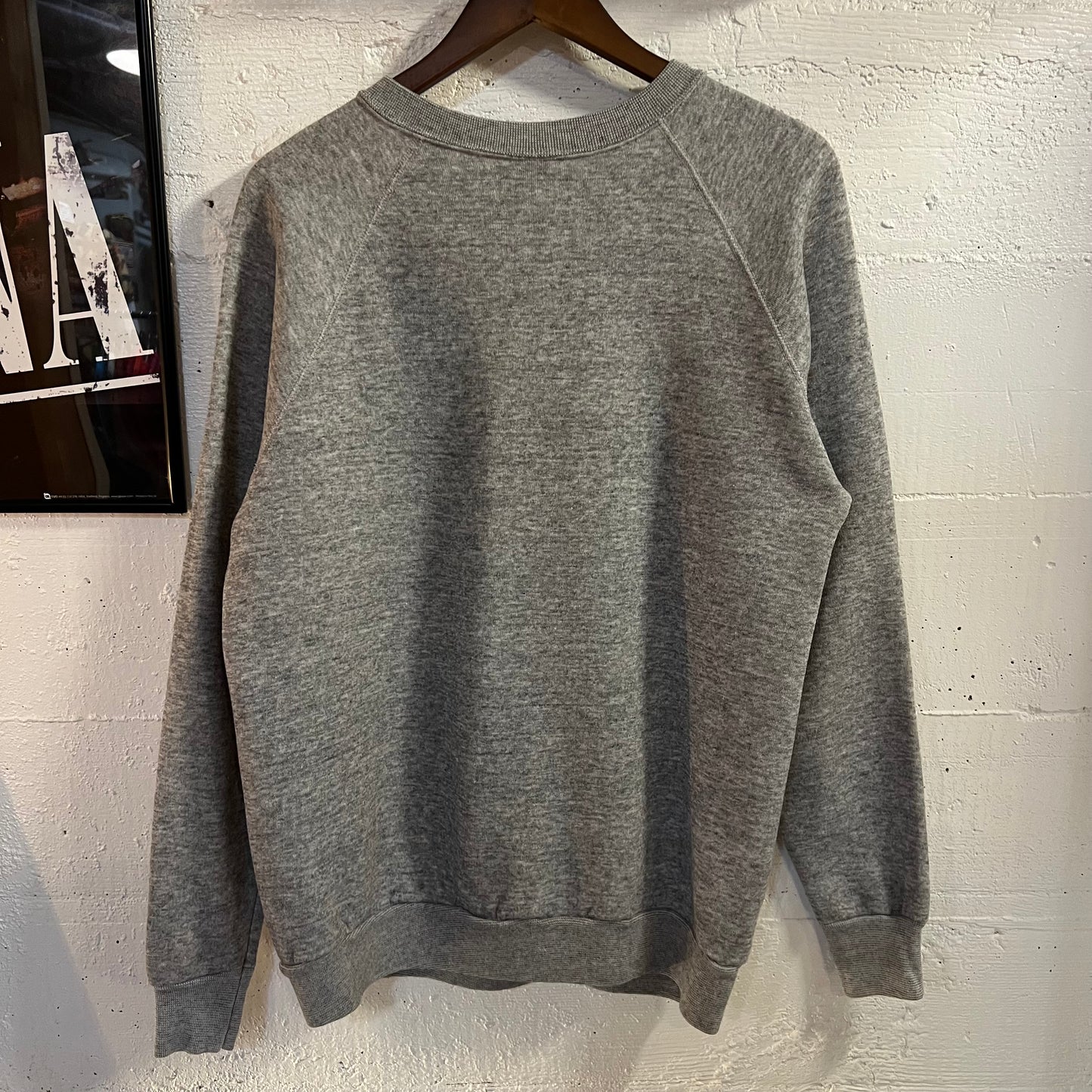 Vintage 80’s Humptulips, Washington Puff Print Raglan Sleeve Crewneck Sweatshirt - Size XL - Made In USA - Heather Grey/Multi