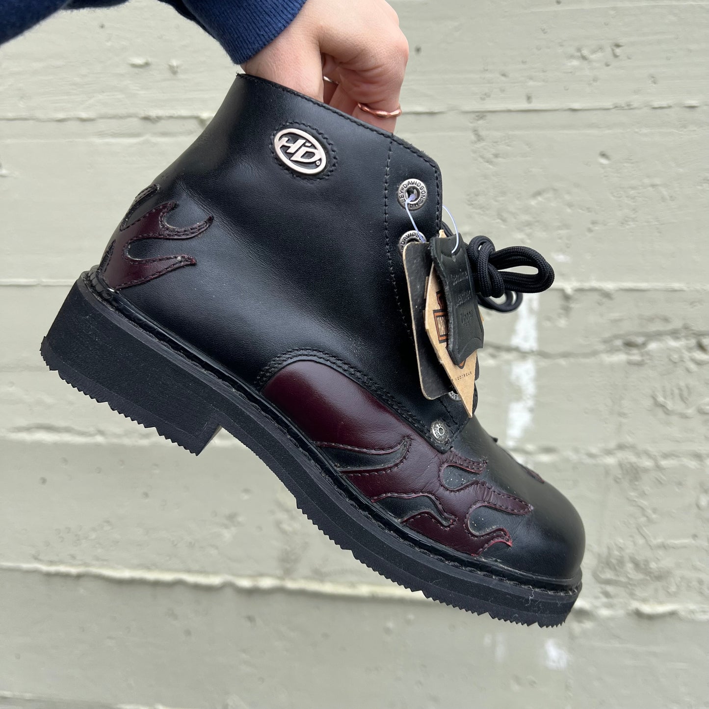 Vintage 90's Harley Davidson Women's Blaze Leather Chukka Boot - Size 6.5W/5M - Genuine Leather - Deadstock