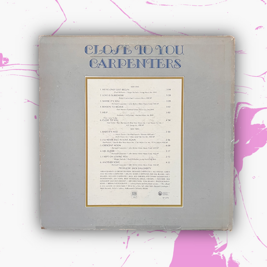 Vintage 1970 Carpenters ‘Close To You’ Vinyl Record