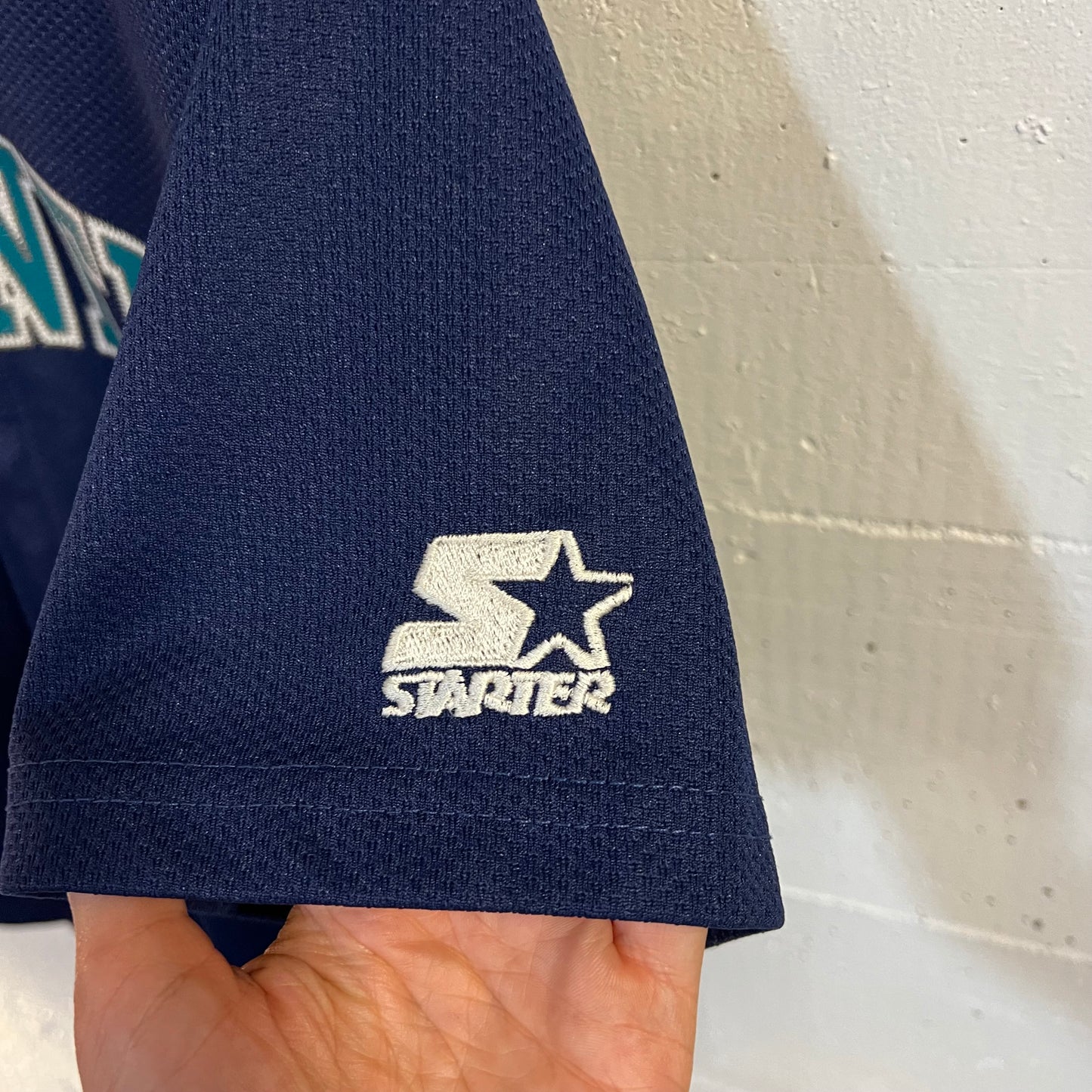 Vintage 90’s Starter Seattle Mariners ‘Griffey #24’ Mesh Baseball Jersey - Size Medium - Navy/Turquoise/White