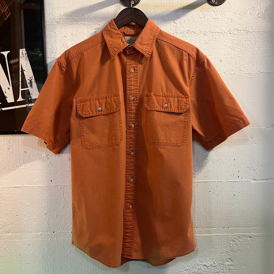 Vintage L.L. Bean Short Sleeve Button Up Shirt - Size Small - Faded Orange