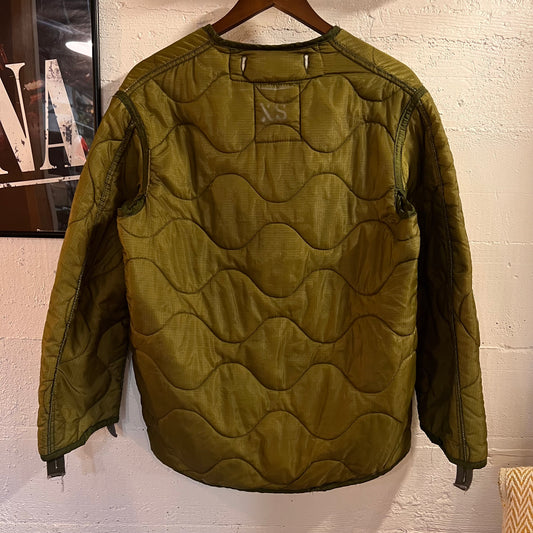 Vintage 80's U.S. Military Issue Cold Weather M-65 Coat Liner - Size XS - Made In USA - Olive Drab
