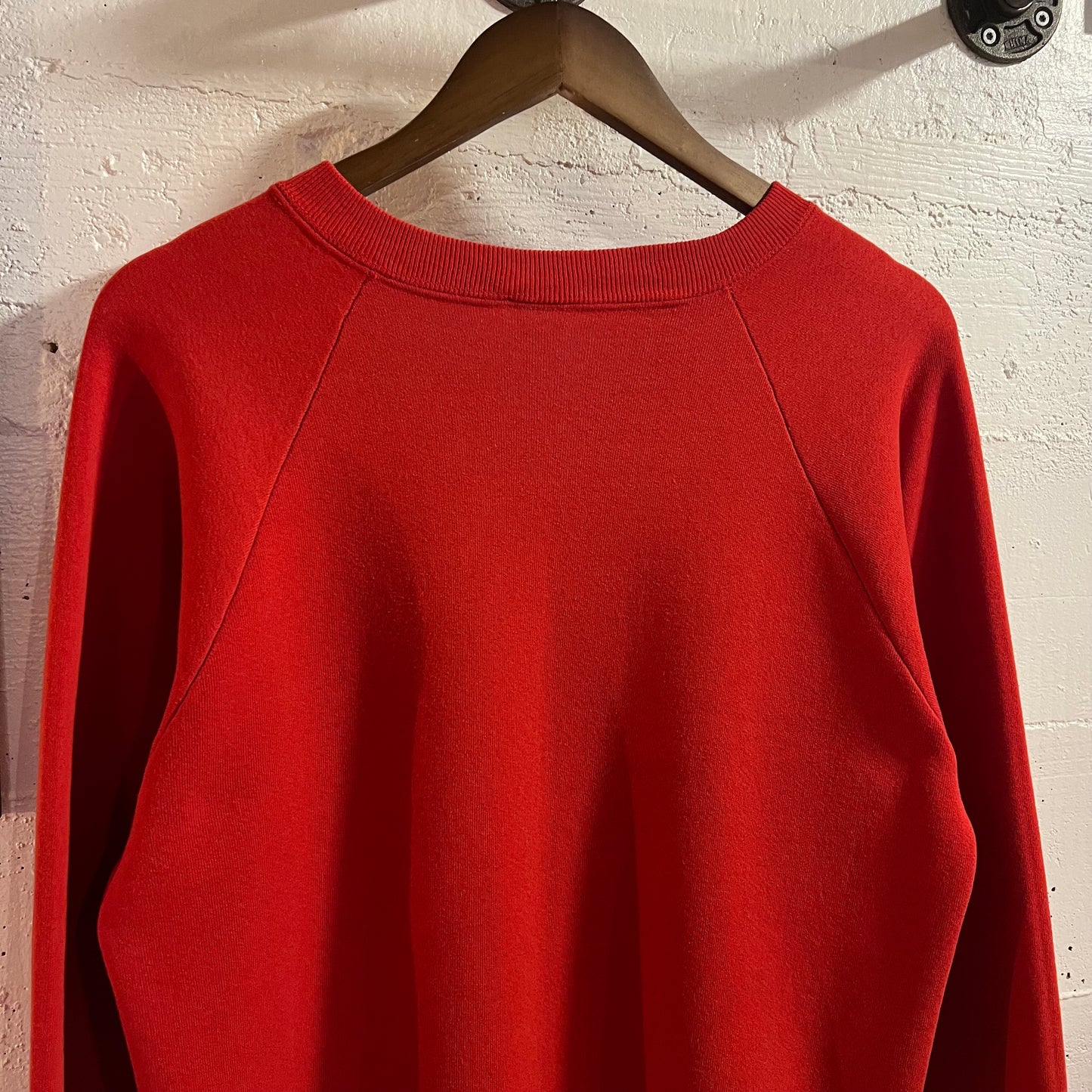 Vintage 80’s Nebraska Huskers Football Raglan Crewneck Sweatshirt - Size Large - Made In USA - Red/White/White