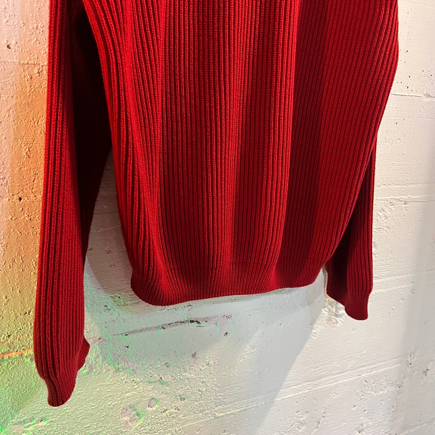 Vintage Embroidered Timberland Rib Knitted Sweater - Size Large - Red