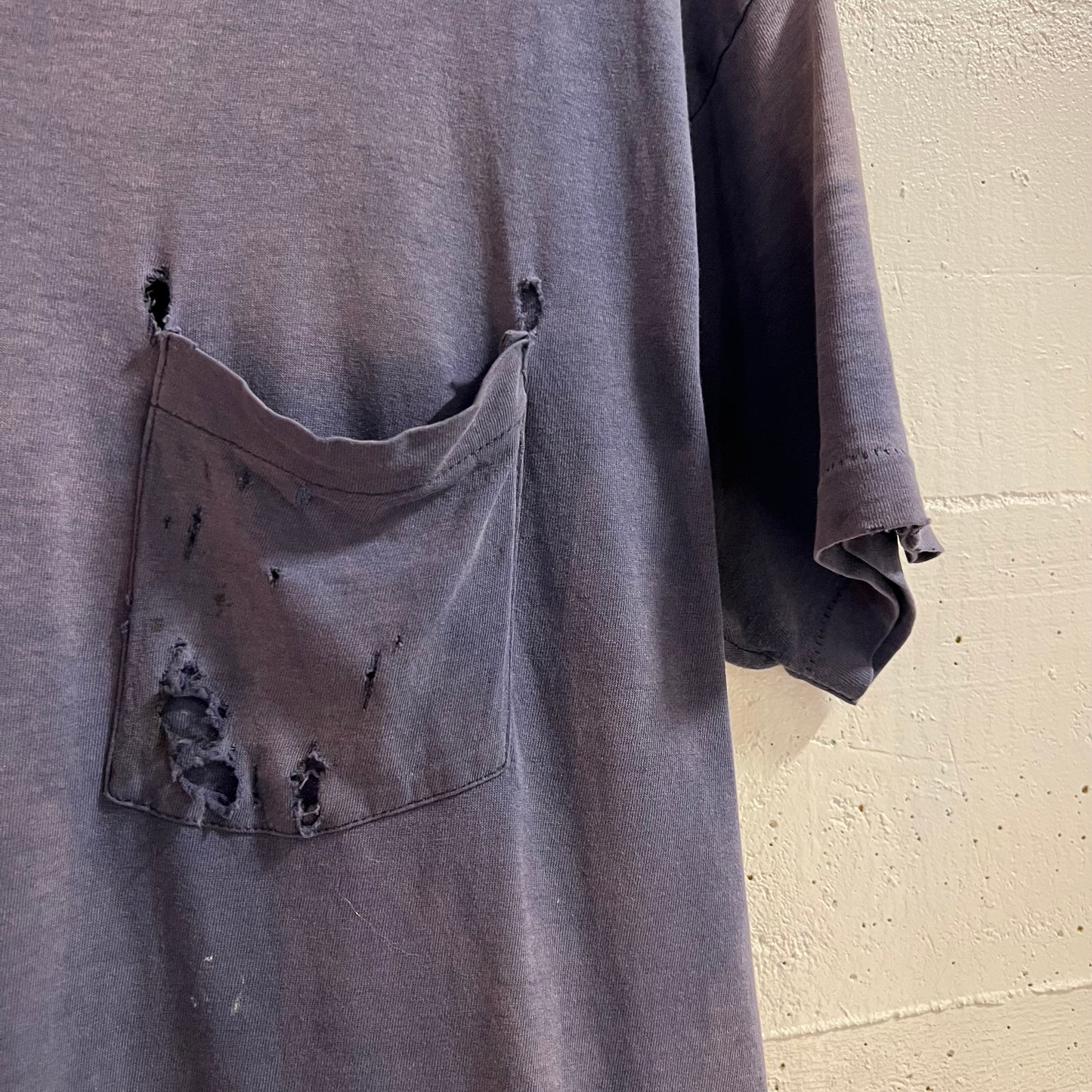 Vintage 80’s Distressed Black Single Stitch Pocket T-Shirt - Size XL - Made In USA - Faded Black