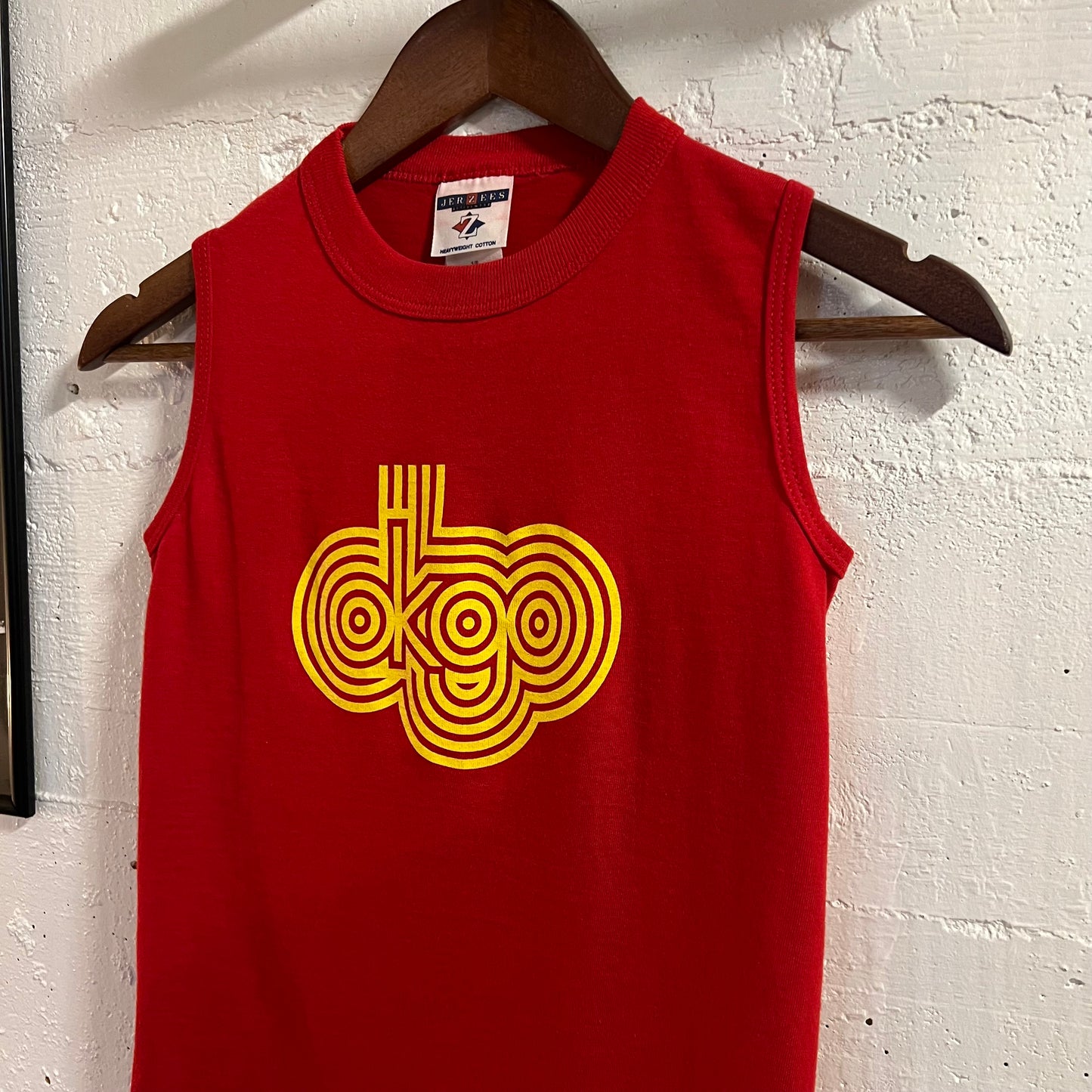 Vintage 00’s OK Go Rock Band Tank Top Baby Tee - Size Small - Red/Yellow