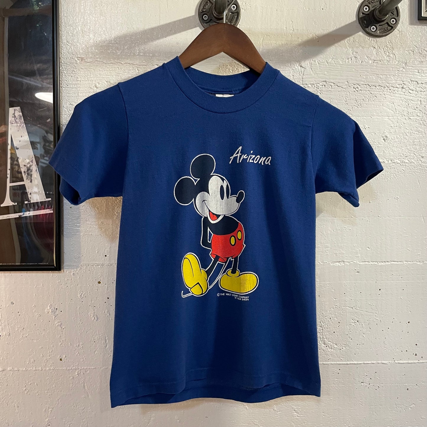 Vintage 1980's Mickey Mouse Walt Disney Company 'Arizona' Souvenir Single Stitch Baby T-Shirt - Size Youth Medium - Made In USA - Blue
