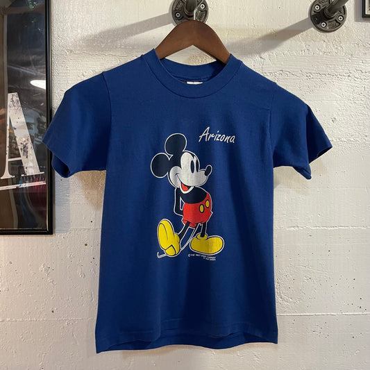 Vintage 1980's Mickey Mouse Walt Disney Company 'Arizona' Souvenir Single Stitch Baby T-Shirt - Size Youth Medium - Made In USA - Blue