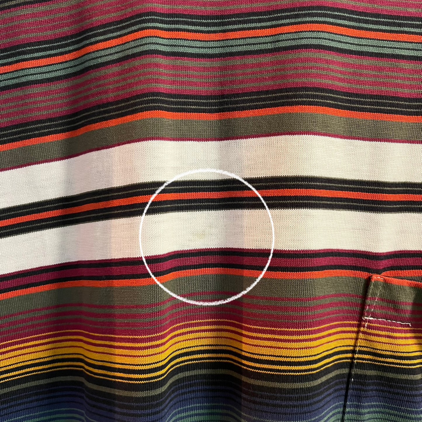 Vintage 80's Stüssy Embroidered Crown Striped Tom Tom Pocket T-Shirt
 - Size Medium - Made In USA