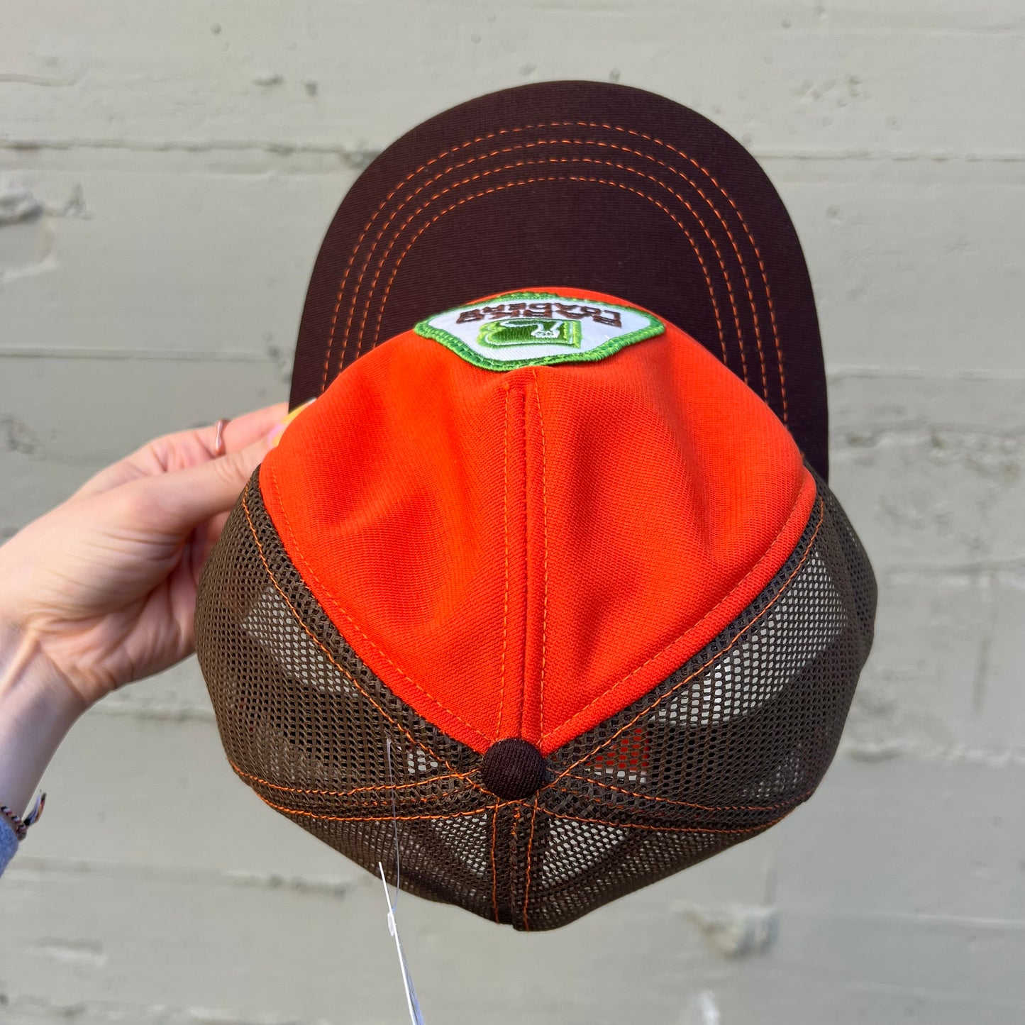 Vintage 1970's 'Barko Loaders' Embroidered Patch Contrast Stitch Mesh Back Semco Brand Trucker Hat - O/S - Made In USA