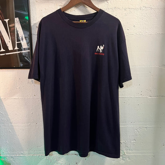 Vintage 90's Big Dogs 'Attitude Is Everything' Graphic T-Shirt - Size XL - Made In USA - Navy