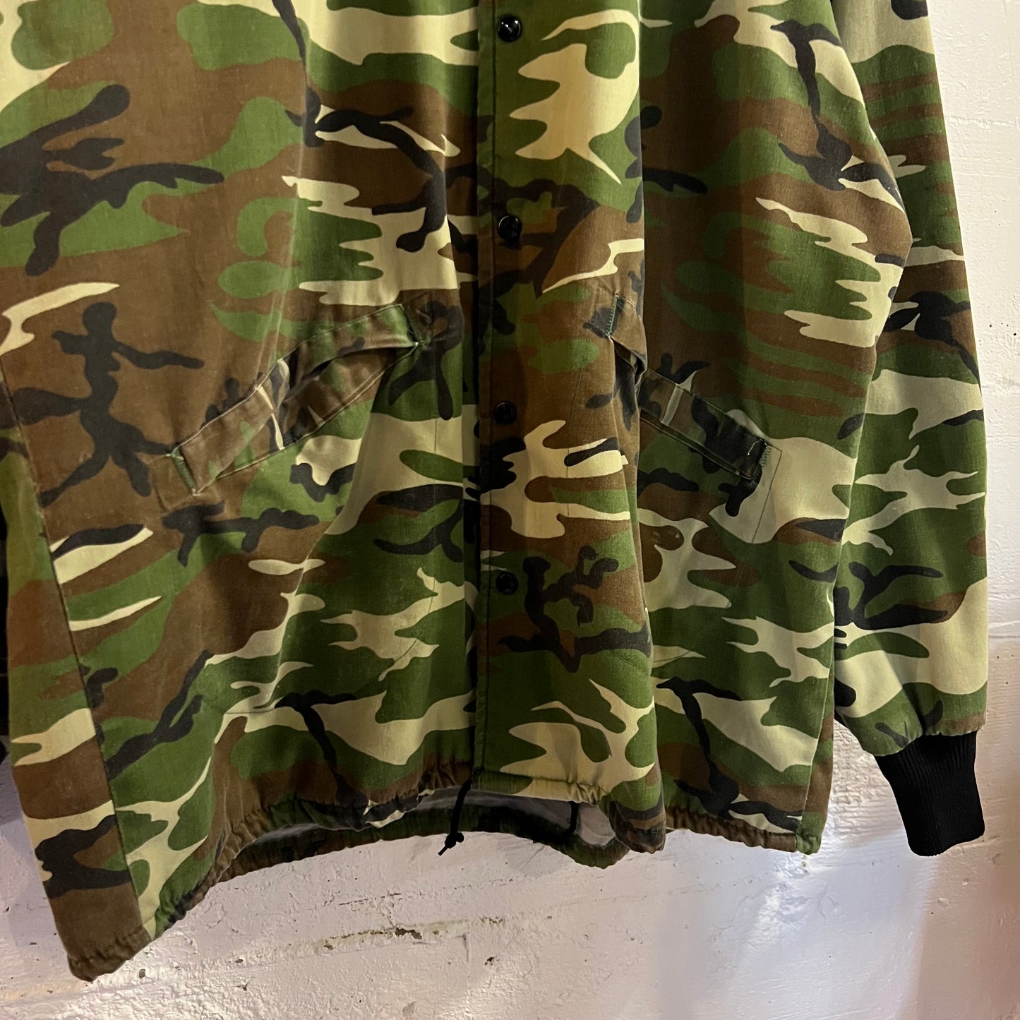 Vintage 70's/80's Pla-Jac By Dunbrooke Woodland Camo Snap Coaches Jacket - Size XL (48/50) - Made In USA - Woodland