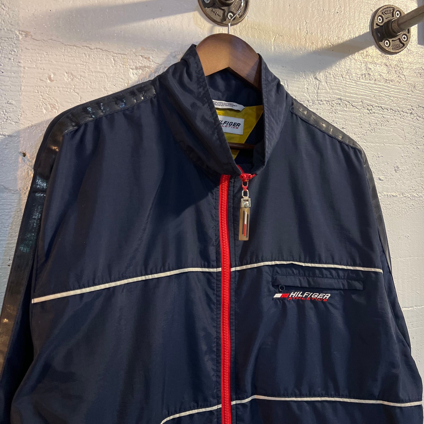 Vintage 90's Tommy Hilfiger Athletics Zip-Up Windbreaker Jacket - Size Medium - Red/Navy/White