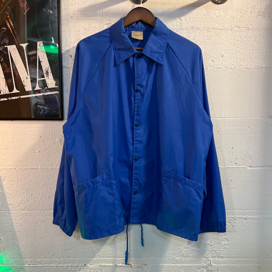 Vintage 80's Tidewater Navy Sports Printed Coaches Snap Jacket - Size Large - Made In USA - Blue/Yellow