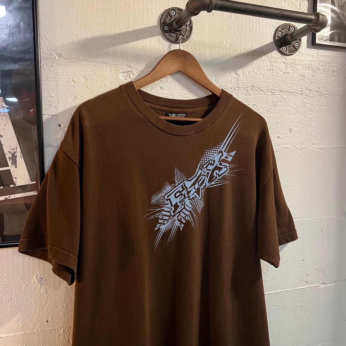 Vintage 2000's Fox Racing Graphic T-Shirt - Size XL - Brown/Light-Blue