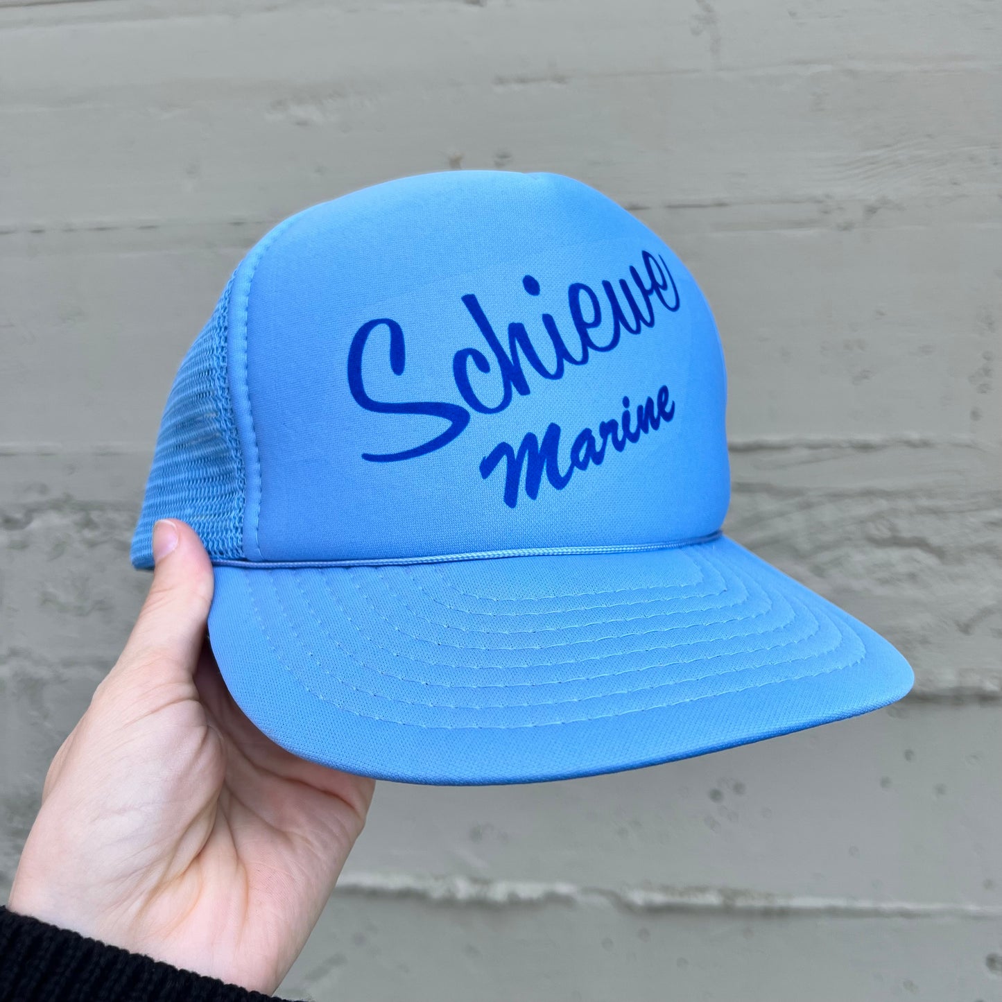 Vintage Schiewe Marine Mesh Snapback Hat - One Size - Blue