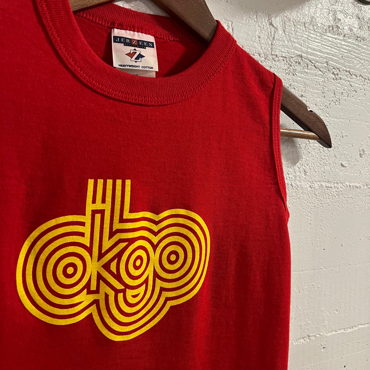 Vintage 00’s OK Go Rock Band Tank Top Baby Tee - Size Small - Red/Yellow