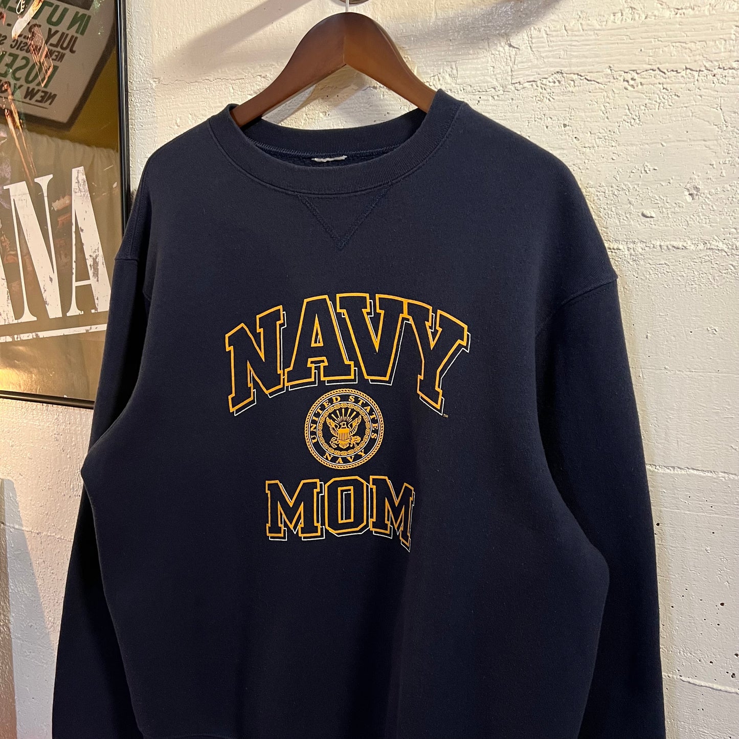Vintage 90's U.S. Navy Mom Collegiate Navy Seal Crewneck Sweatshirt - Size XL - Made In USA - Navy