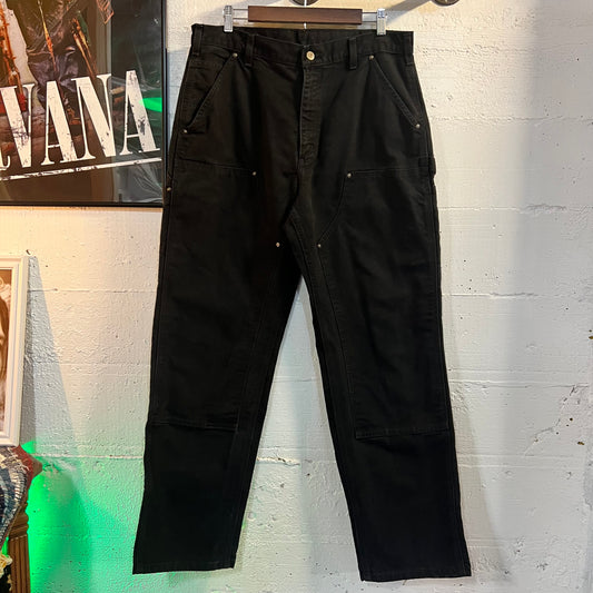 Vintage Carhartt Duck Canvas Original Fit Double Knee Work Pants - Size 35" x 32" - Black - B136 BLK