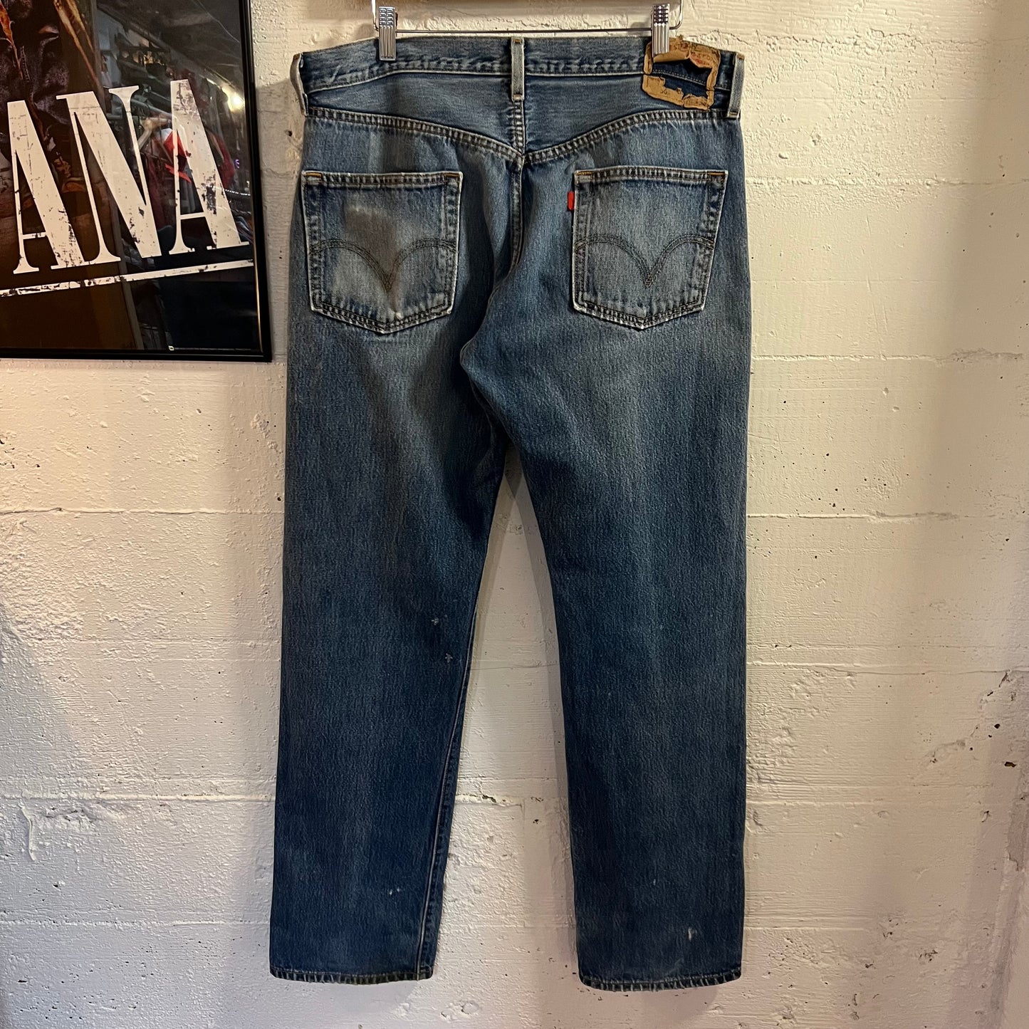 Vintage Distressed 2000's Levi's 501-0115 - Size 35" x 33" - Made In Guatemala - Mid Wash Indigo