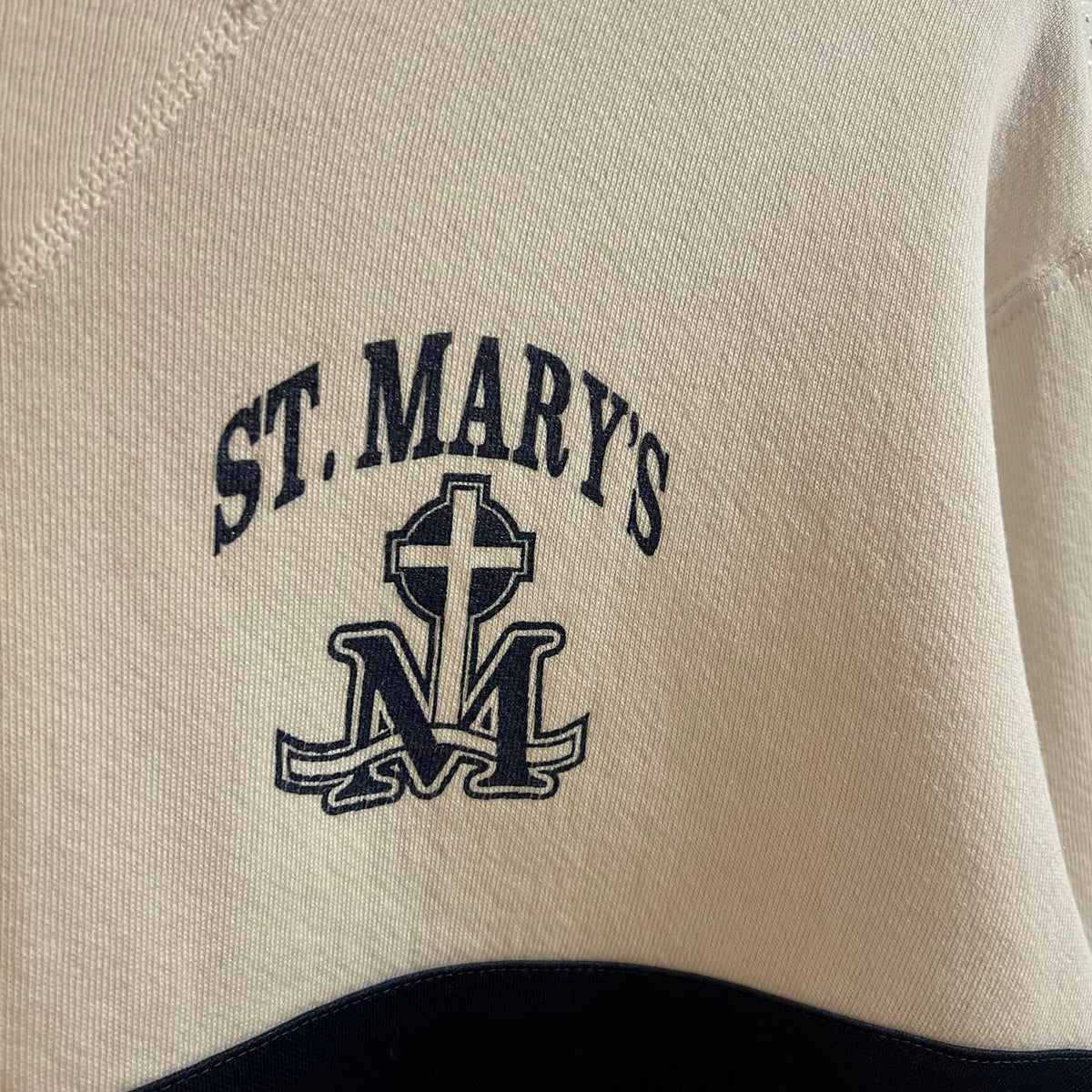 Vintage 90’s Russell Athletic St. Mary’s Crewneck Sweatshirt - Size Medium - Made In USA - White/Navy
