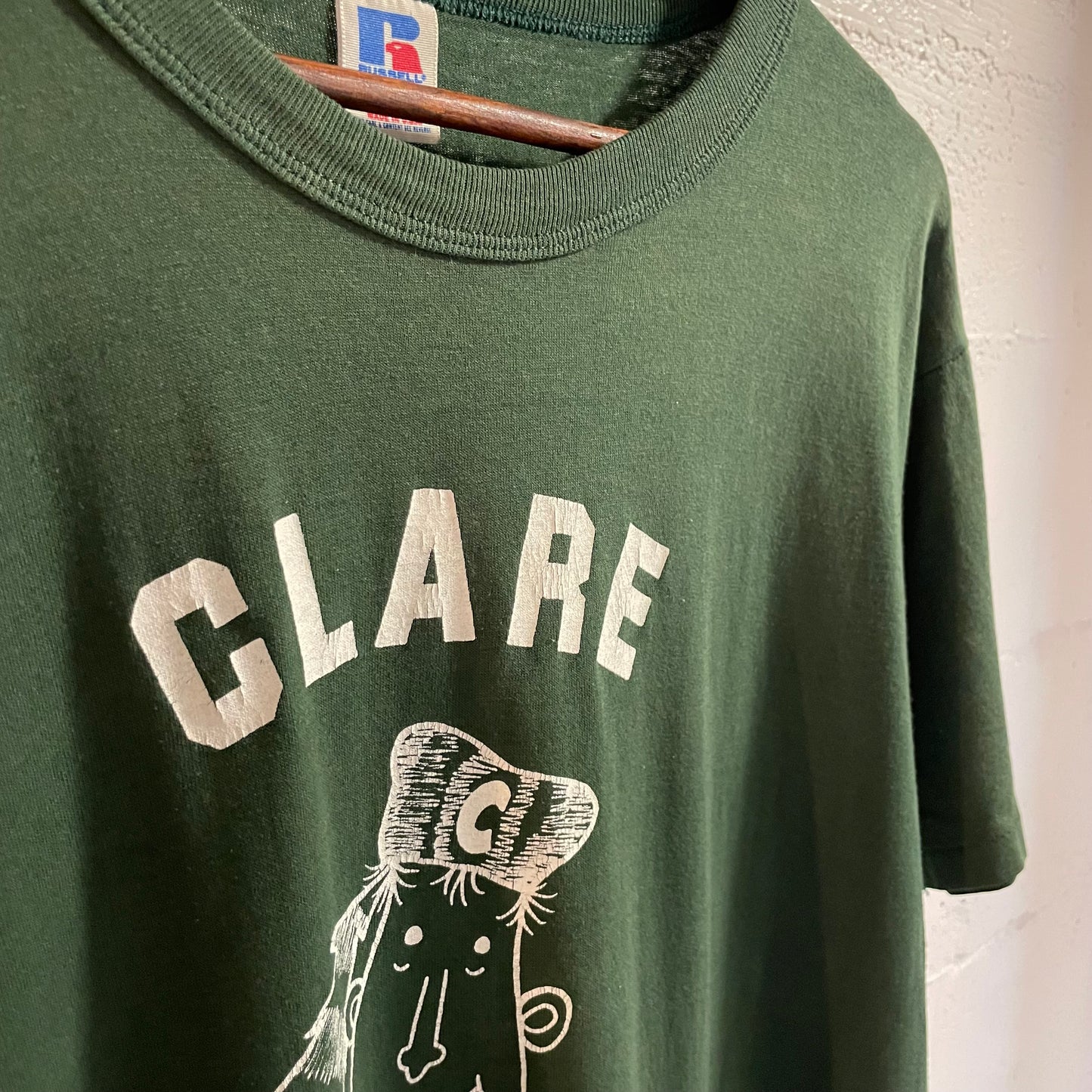 Vintage 80’s Clare Middle School Single Stitch T-Shirt - Size Large - Made In USA - Green/White