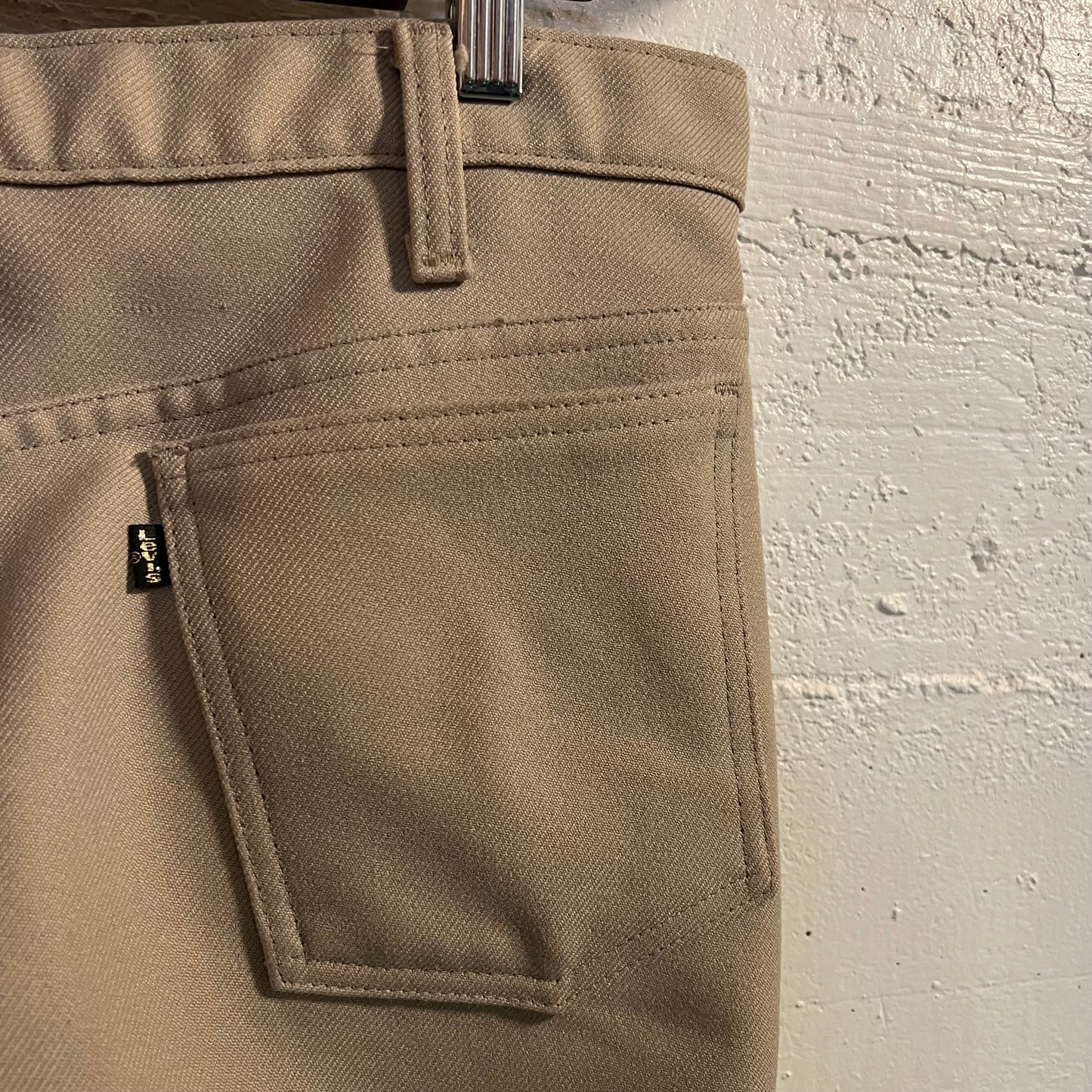 Vintage Late 70's Levi's Sta-Prest Dacron Pants - Size 34" x 30" - Made In USA - Scovill Zipper - Beige