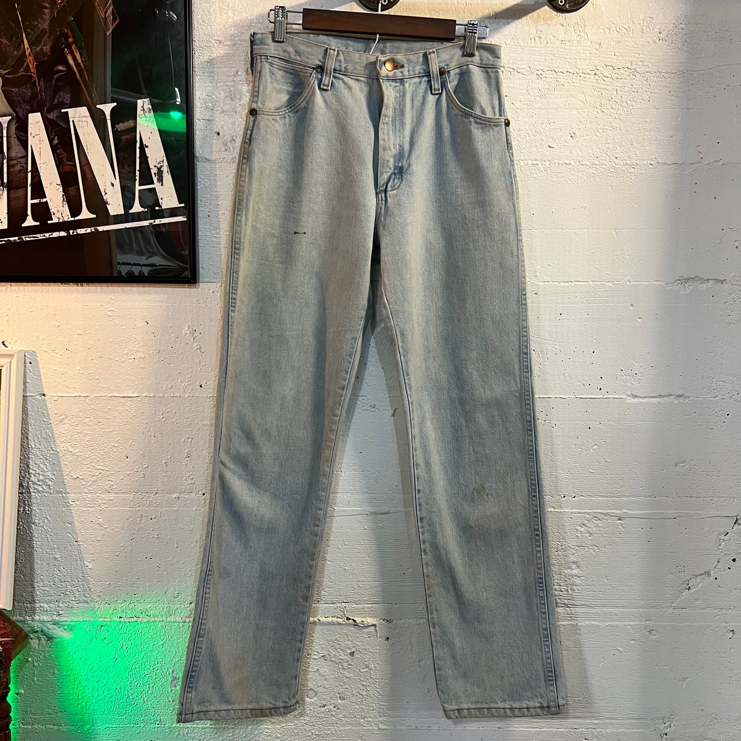 Vintage 1980's Wrangler Distressed Light Wash Denim Jeans - Size 30" x 32" - Made In USA