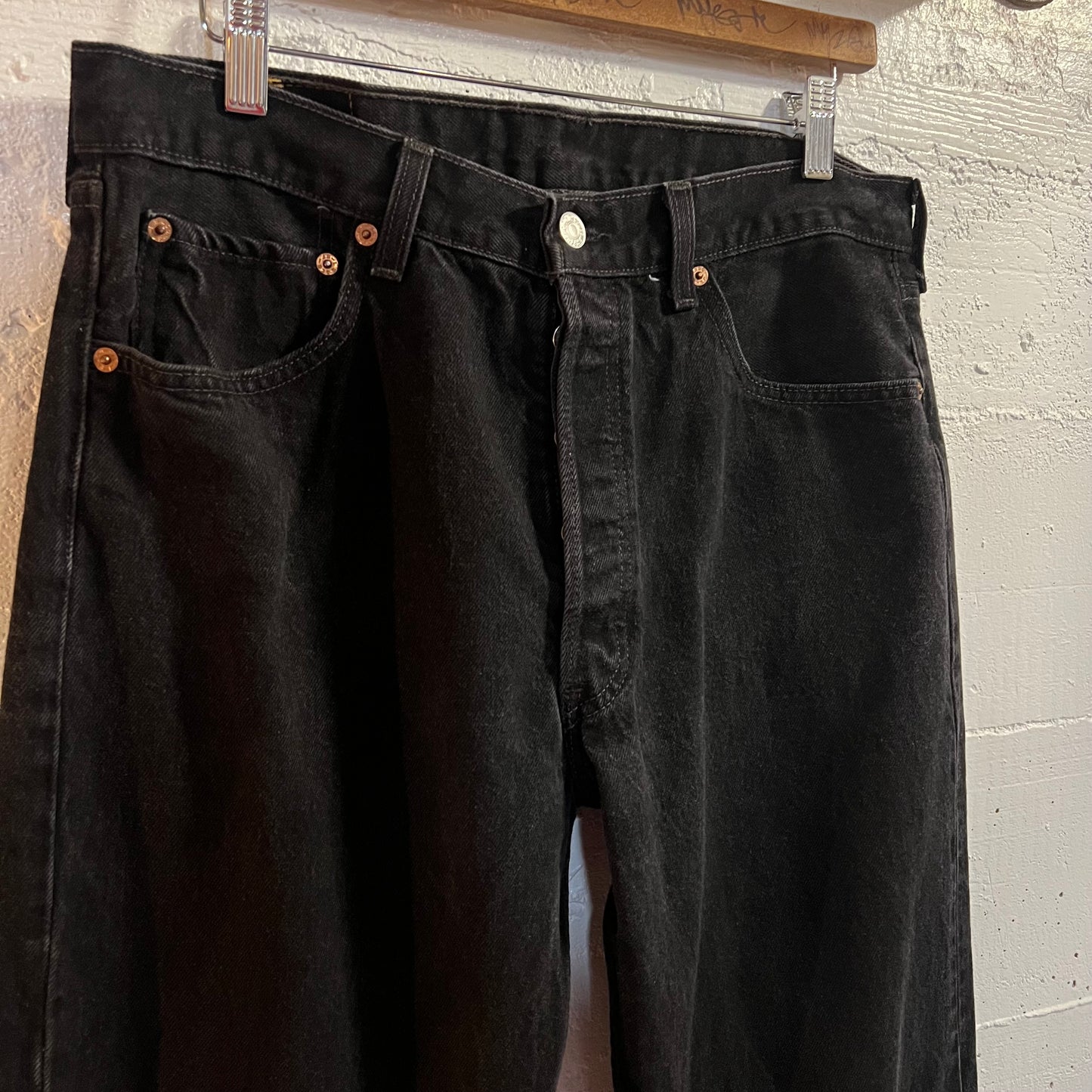 Vintage 90's Levi's 501 Overdyed Black Denim Jeans - Size 33" x 33.5" - Made In USA - Black