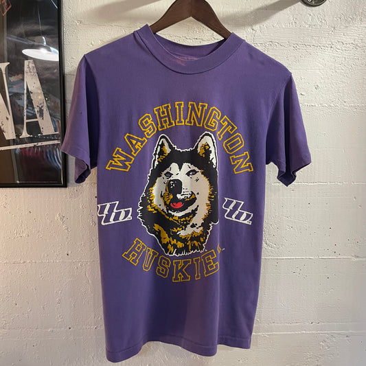 Vintage 90’s University Of Washington Huskies Single Stitch T-shirt  - Size Small - Purple/Yellow/White