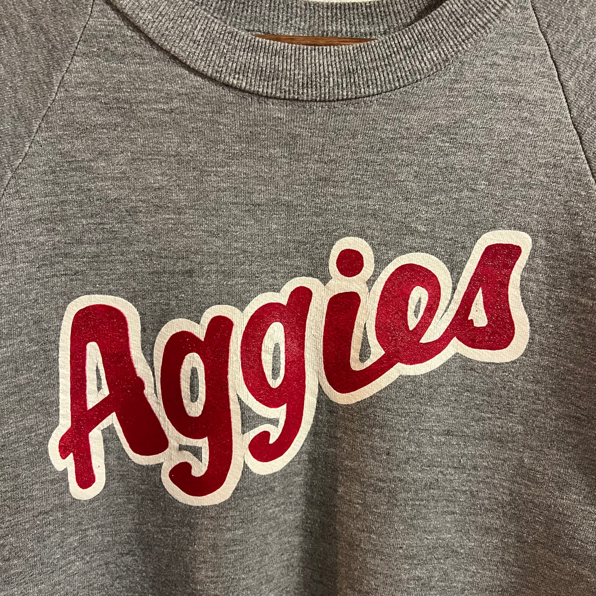 Vintage 80’s Dickies Aggies #22 Raglan Sleeve Crewneck Sweatshirt - Size Large - Made In USA - Grey/White/Red