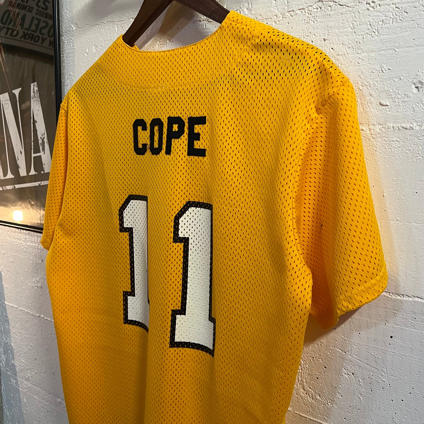 Vintage 90's Majestic Mesh Button 'VB' Baseball Jersey - Size Medium - Made In USA - Yellow