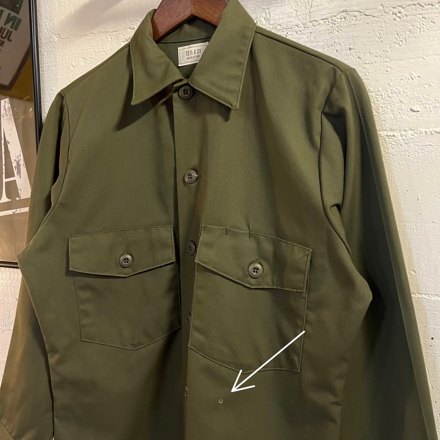 Vintage 1984 US Military Issue OG 507 Utility Shirt - Size Medium (15.5 x 31) - Made In USA - DLA-84-C-0549